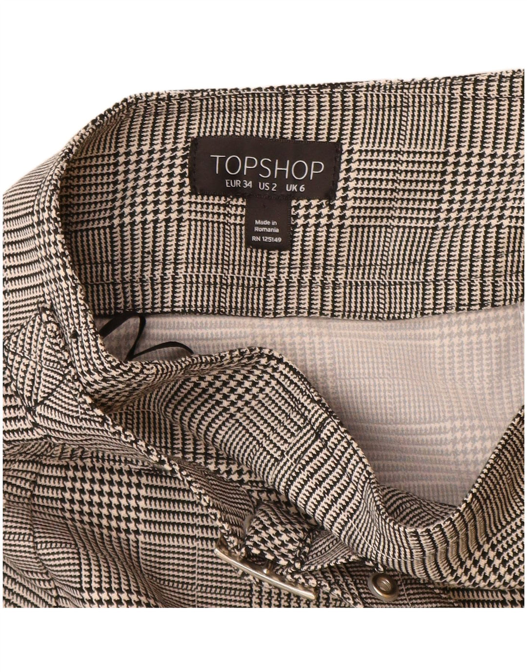 Topshop Γυναικεία Μίνι Φούστα UK 6 XS W24 Grey Check Polyester