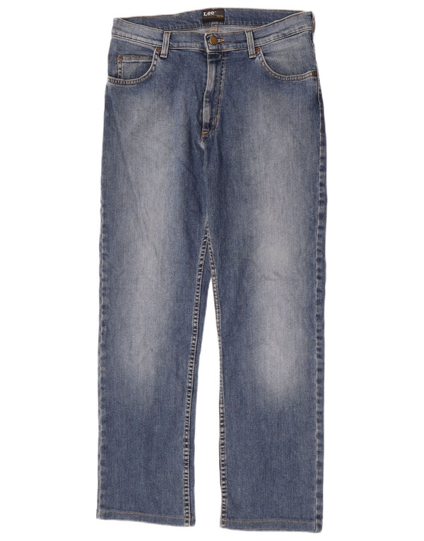 Lee Mens Brooklyn Straight Jeans W33 L30 Blue Cotton