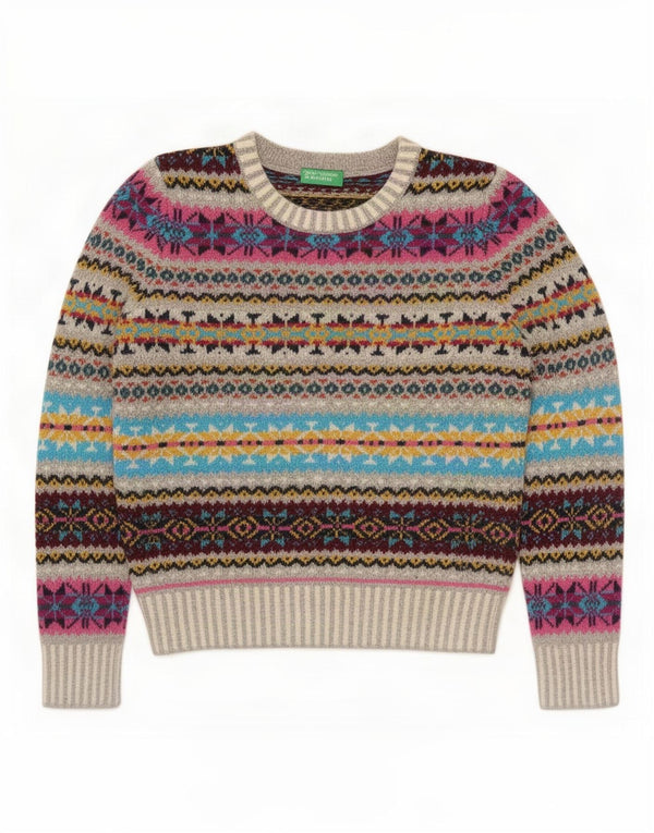 Γυναικείο πουλόβερ Benetton Crew Neck Jumper UK 10 Small πολύχρωμο