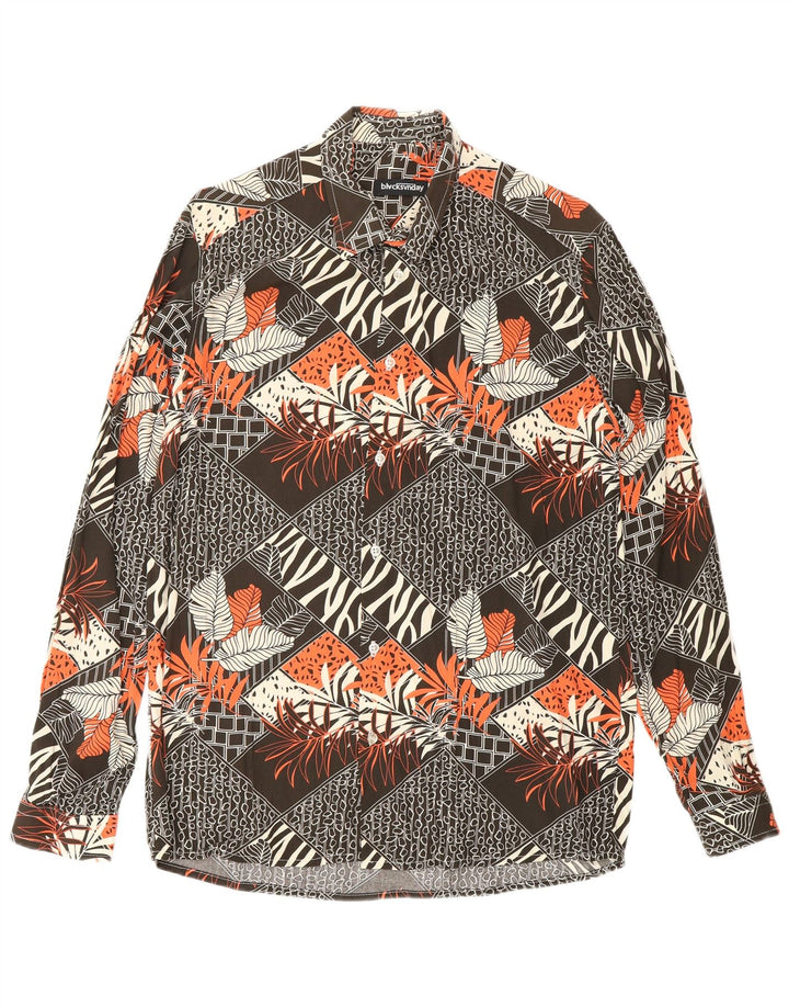 Ανδρικό πουκάμισο με αφηρημένο σχέδιο VINTAGE μεσαίο καφέ βισκόζη