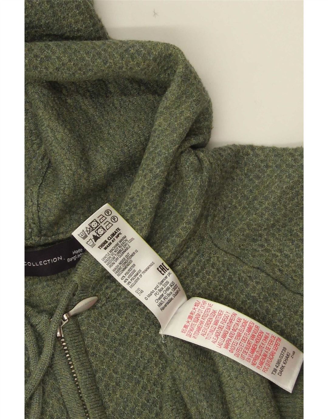 Marks & Spencer Γυναικείο πουλόβερ με κουκούλα ζακέτα UK 14 Μεσαίο πράσινο πολυεστέρα
