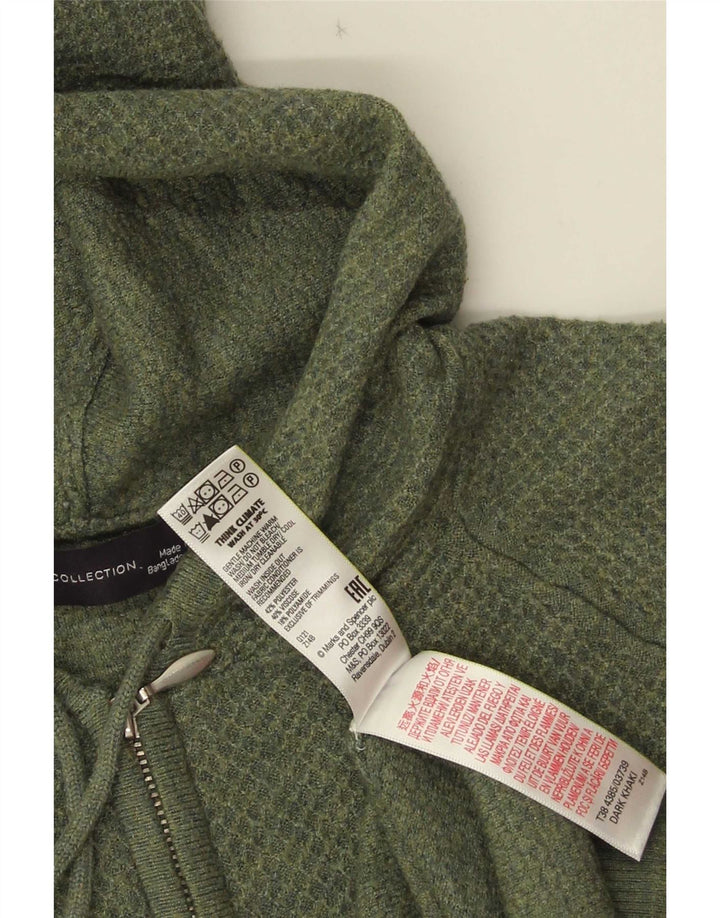 Marks & Spencer Γυναικείο πουλόβερ με κουκούλα ζακέτα UK 14 Μεσαίο πράσινο πολυεστέρα