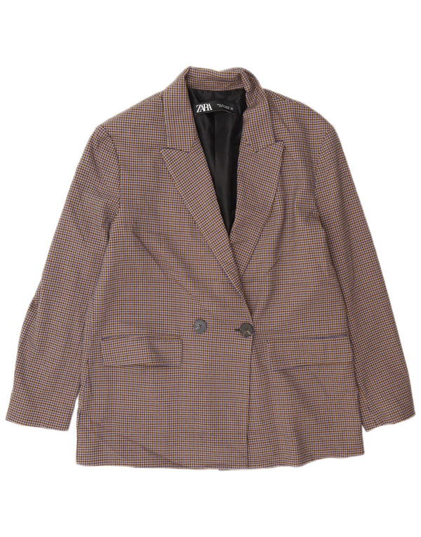 Zara Womens Oversized Blazer Jacket UK 10 Small Multicoloured Houndstooth