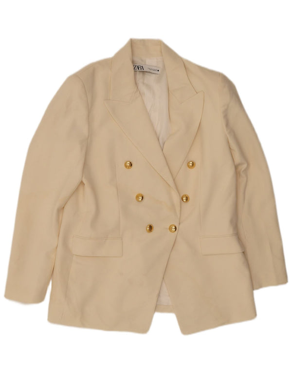 Zara Γυναικείο Μπουφάν Blazer με διπλό στήθος UK 14 XL Off White Polyester