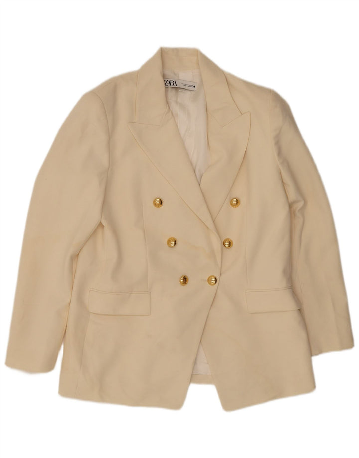 Zara Γυναικείο Μπουφάν Blazer με διπλό στήθος UK 14 XL Off White Polyester