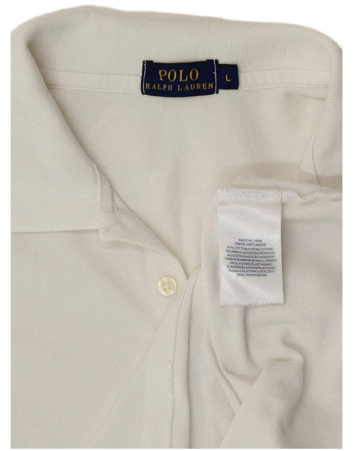 Πόλο Ralph Lauren Γυναικείο πουκάμισο πόλο μεγάλο σε λευκό βαμβακερό