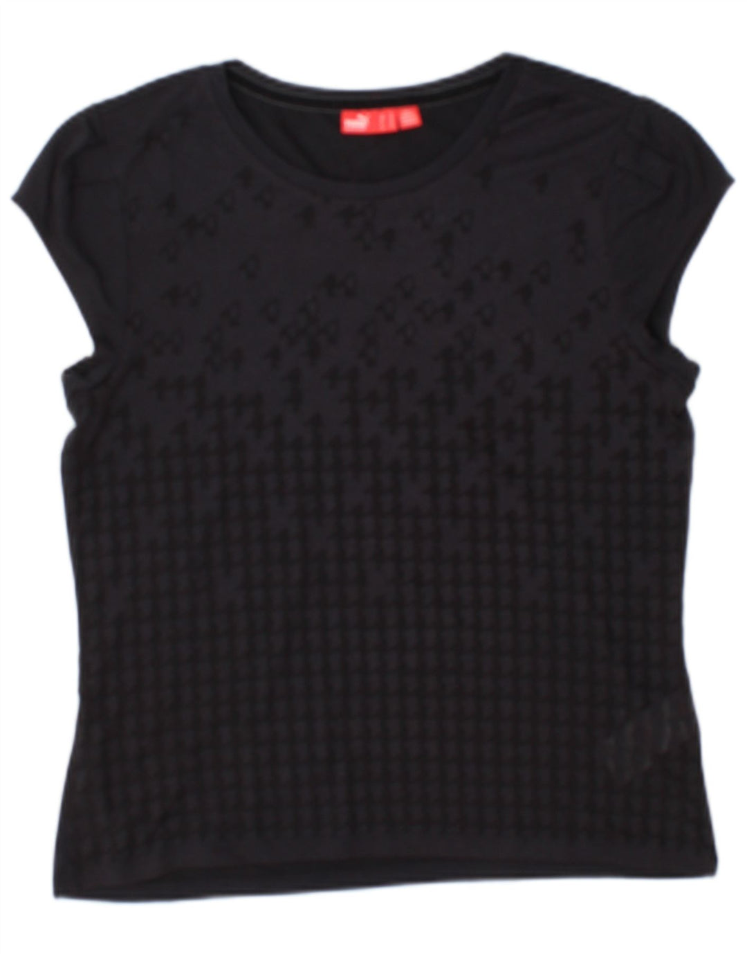 Puma Womens See Through Top UK 12 Medium Navy Blue Γεωμετρική Βισκόζη