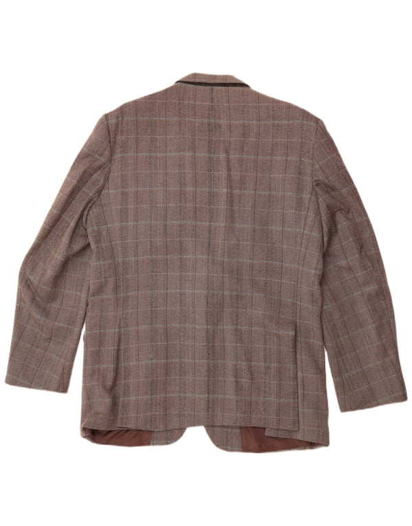 AQUASCUTUM Mens Long 2 Button Blazer Jacket UK 40 Large Grey Herringbone