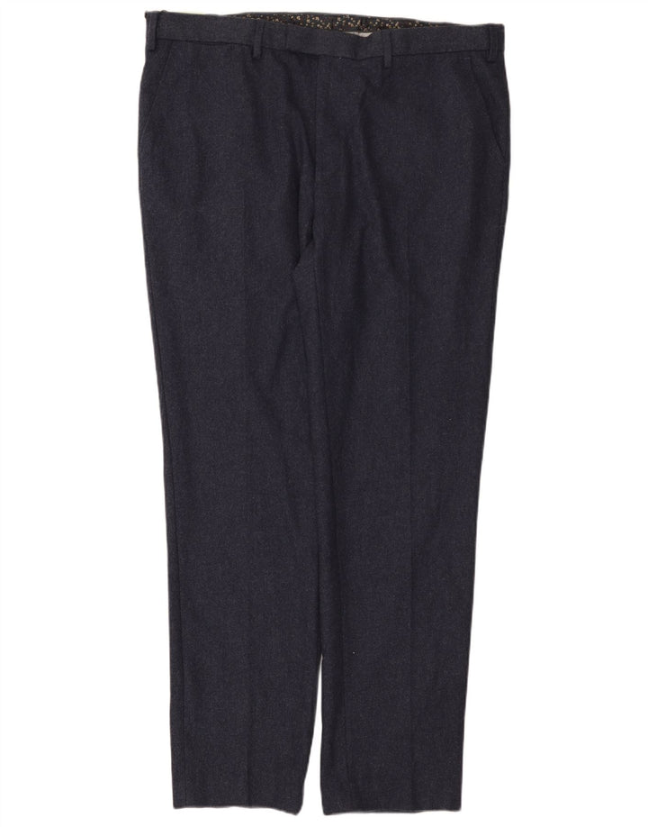 Ανδρικό παντελόνι Chino Marks & Spencer W40 L33 Navy Blue Wool