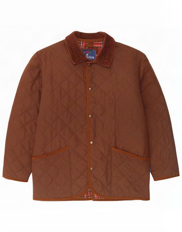 Vintage Mens Quilted Jacket UK 40 Large Brown