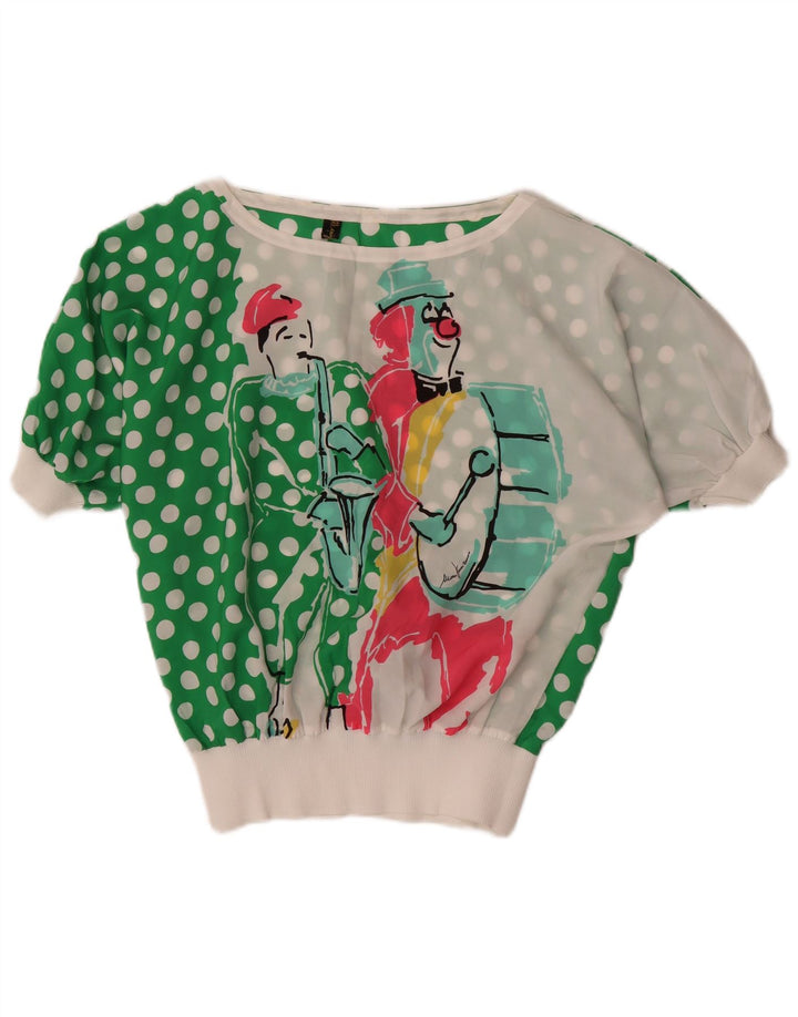 Γυναικεία γραφική μπλούζα Mario Pucci Cecconi Top IT 44 Μεσαία Λευκή Πουά