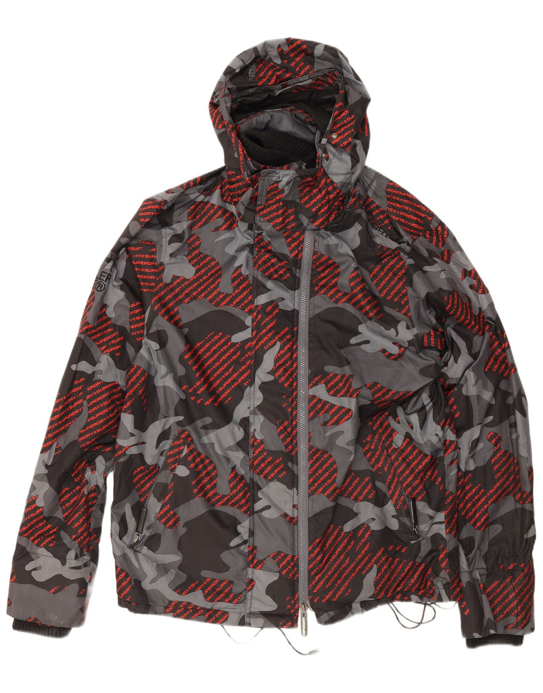 Superdry Mens Windcheater Graphic Rain Jacket UK 40 Large Grey Camouflage