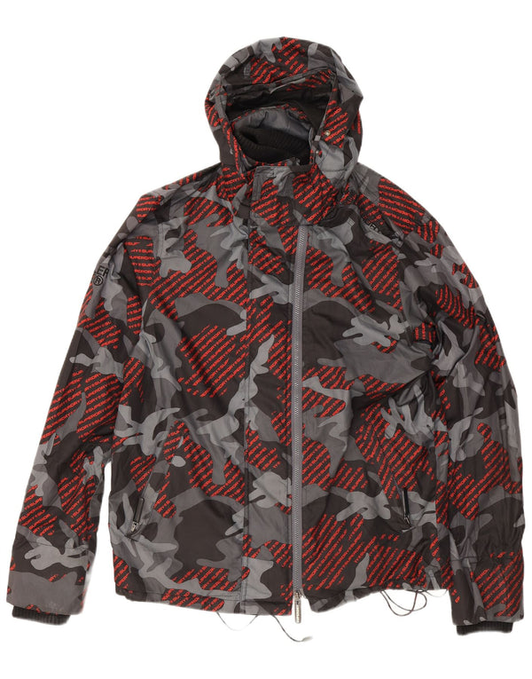Superdry Mens Windcheater Graphic Rain Jacket UK 40 Large Grey Camouflage