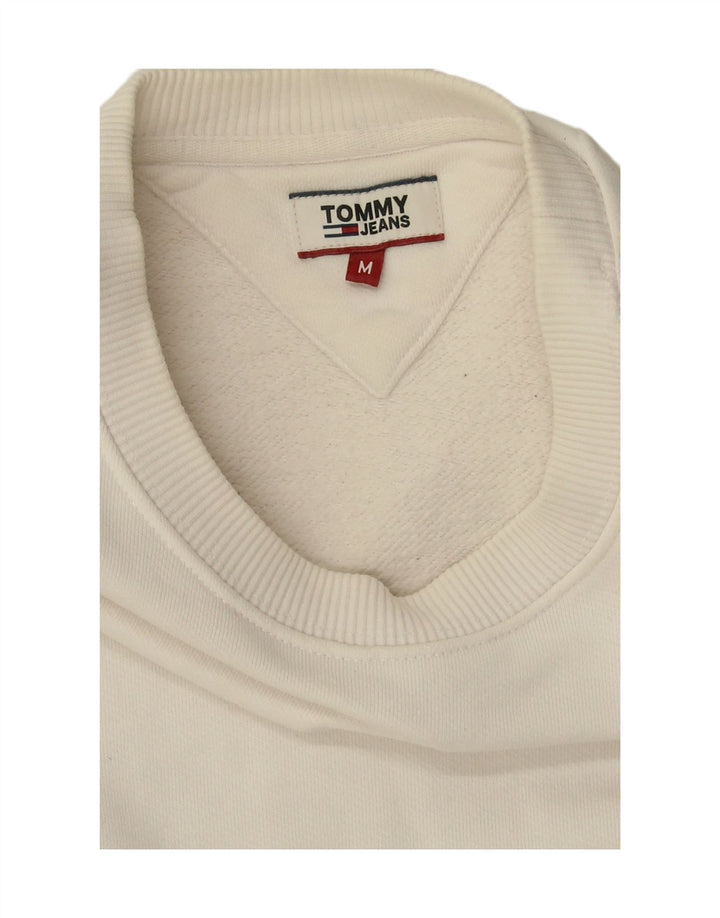 TOMMY HILFIGER Womens Sweatshirt Jumper UK 14 Medium White Cotton Vintage Tommy Hilfiger and Second-Hand Tommy Hilfiger from Messina Hembry 