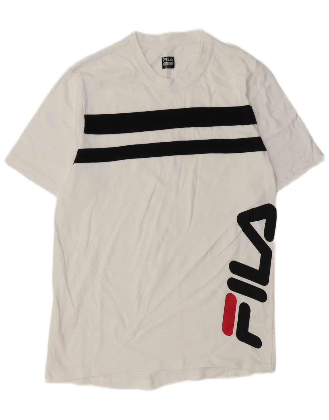 Ανδρικό γραφικό T-Shirt FILA Top Βαμβακερό μεσαίο λευκό ριγέ