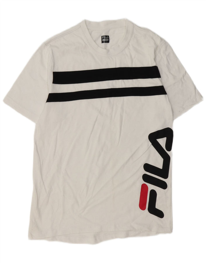 Ανδρικό γραφικό T-Shirt FILA Top Βαμβακερό μεσαίο λευκό ριγέ