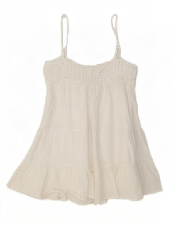 Zara Γυναικείο Sundress UK 12 Μεσαίο λευκό βαμβακερό