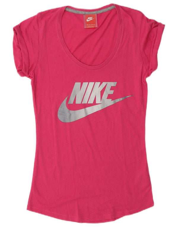 Γυναικείο μπλουζάκι Nike με γραφικά τοπ UK 6 XS Pink Polyester