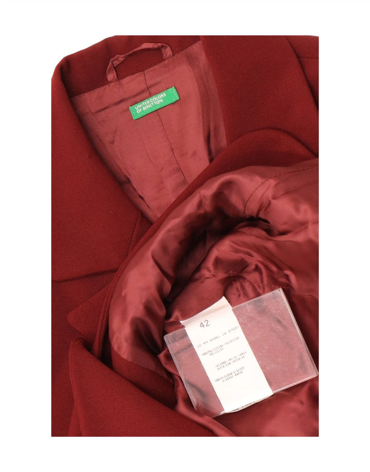 Benetton Γυναικείο Μπουφάν Blazer 3 κουμπιών IT 42 Μεσαίο μπορντό πολυεστέρας