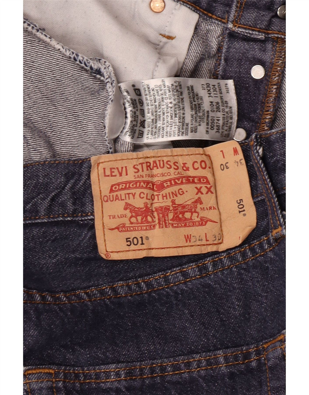 LEVI'S Ανδρικό τζιν 501 ίσιο W34 L30 Navy Blue Cotton