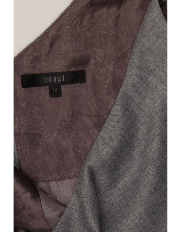 COAST Womens Sleeveless A-Line Dress UK 12 Medium  Grey Striped Wool Vintage Coast and Second-Hand Coast from Messina Hembry 