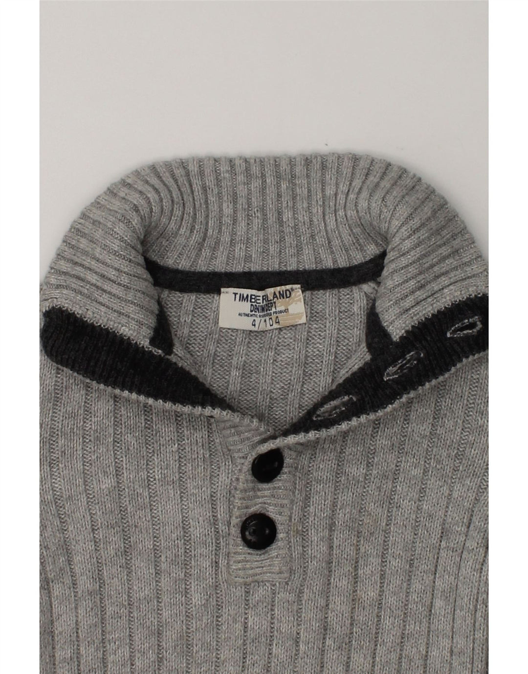 TIMBERLAND Boys Button Neck Jumper Sweater 3-4 Years Grey Cotton | Vintage Timberland | Thrift | Second-Hand Timberland | Used Clothing | Messina Hembry 