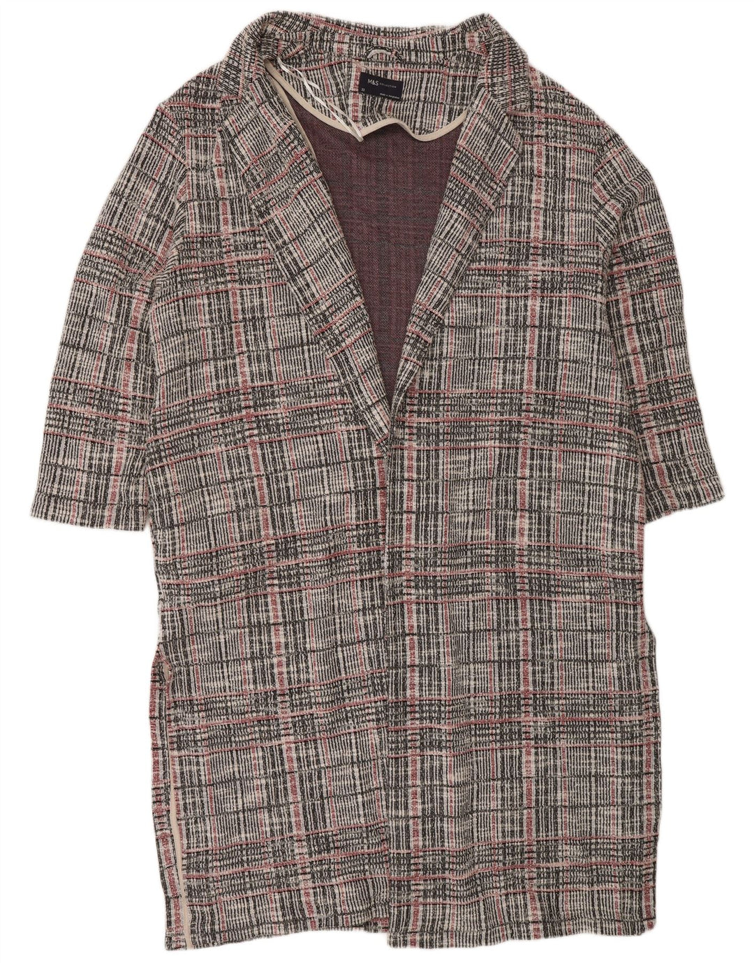 Marks & Spencer Γυναικείο πουλόβερ Longline Cardigan UK 22 3XL Grey Check