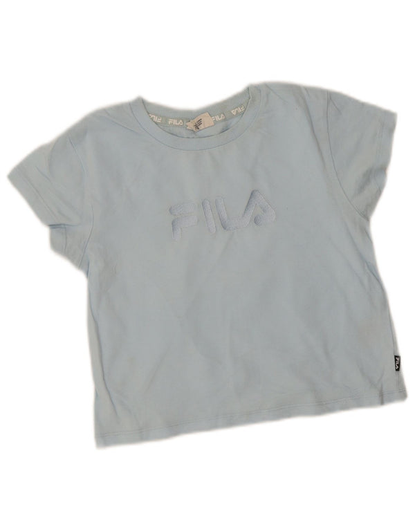 Fila Girls Crop Graphic T-Shirt Top 9-10 Years Blue Cotton