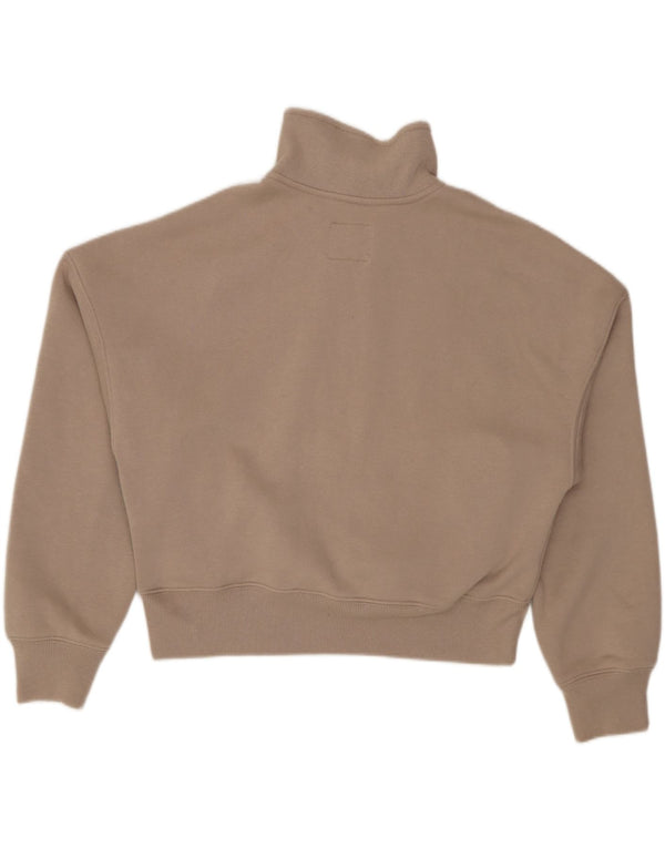 ABERCROMBIE & FITCH Γυναικεία φούτερ με μεγάλη εσοχή Crop Jumper UK 6 XS Beige