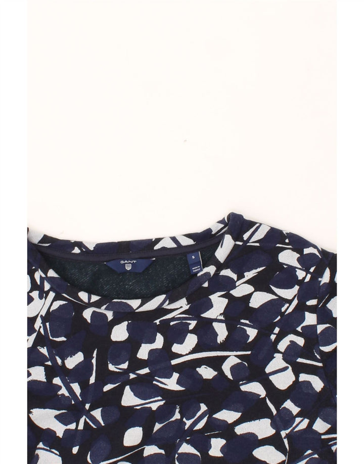 GANT Womens Abstract Pattern Sweatshirt Jumper UK 10 Small Navy Blue Vintage Gant and Second-Hand Gant from Messina Hembry 