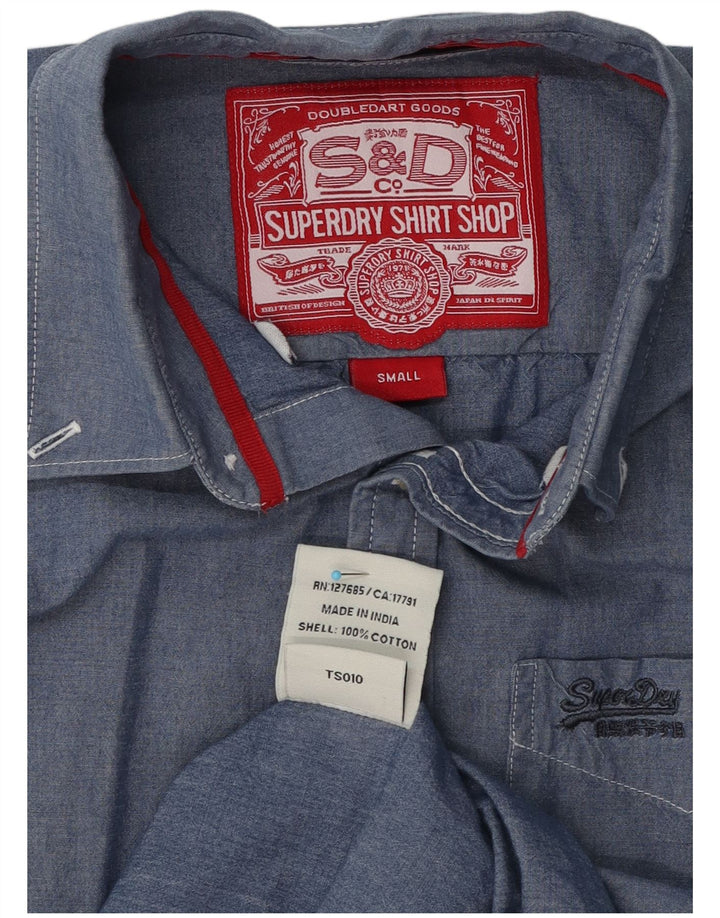 Ανδρικό πουκάμισο Superdry Μικρό Μπλε Βαμβακερό