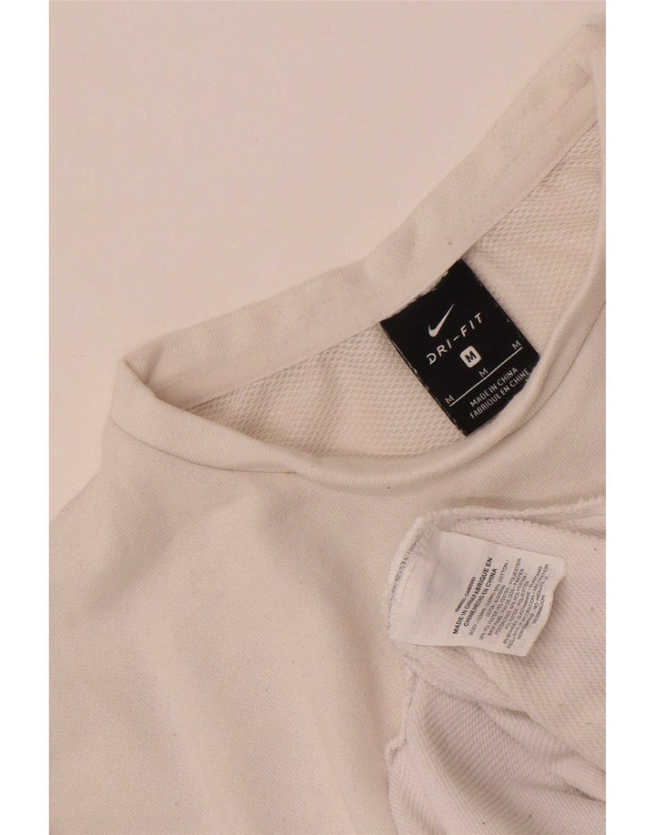 Γυναικείο μπλουζάκι Nike Dri Fit μεγάλου μεγέθους τοπ UK 14 μεσαίο λευκό βαμβακερό