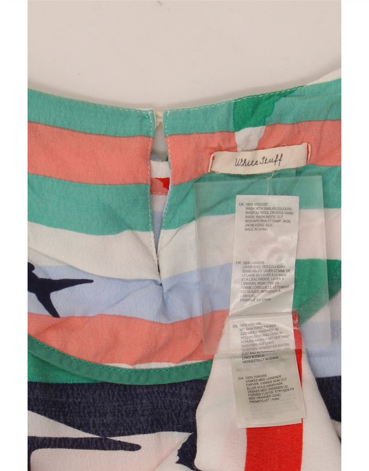 WHITE STUFF Γυναικεία γραφική μπλούζα τοπ UK 12 μεσαία πολύχρωμη ριγέ