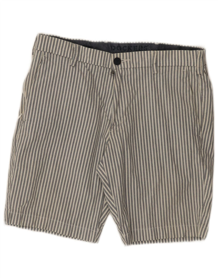 Ανδρικό σορτς Chino Dockers W32 Μεγάλο γκρι ριγέ βαμβακερό