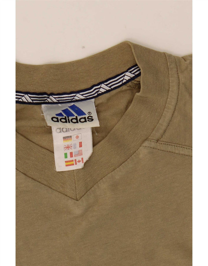 Ανδρικό T-Shirt Adidas Top από μεσαίο χακί βαμβάκι