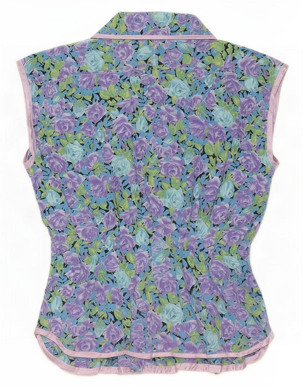 Vintage γυναικείο αμάνικο πουκάμισο UK 14 Medium πολύχρωμο Floral