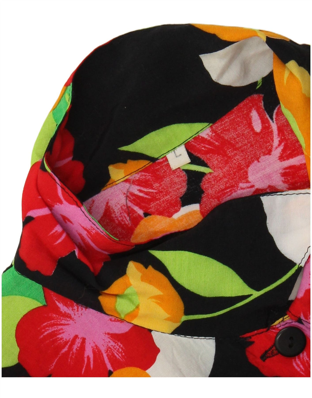 VINTAGE Γυναικείο κοντομάνικο πουκάμισο Μπλούζα UK 16 Μεγάλο μαύρο φλοράλ