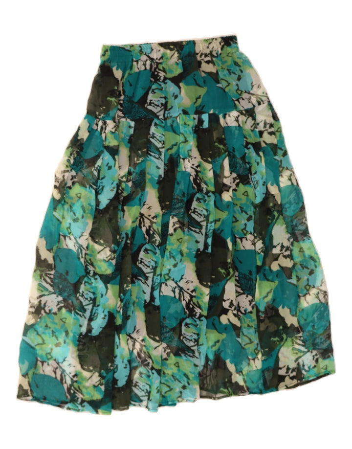 VINTAGE Womens A-Line Skirt Medium W34 Green Floral Polyester Vintage Vintage and Second-Hand Vintage from Messina Hembry 