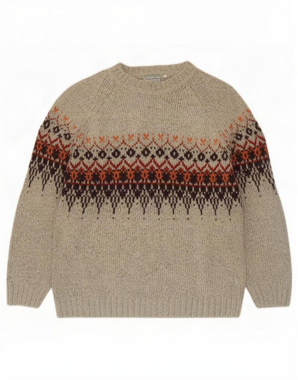 Tailor & Son Γυναικείο πουλόβερ με λαιμόκαυστο UK 16 Large Grey Fair Isle