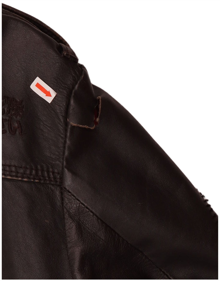 Superdry Ανδρικό Δερμάτινο Μπουφάν UK 40 Large Brown Δερμάτινο