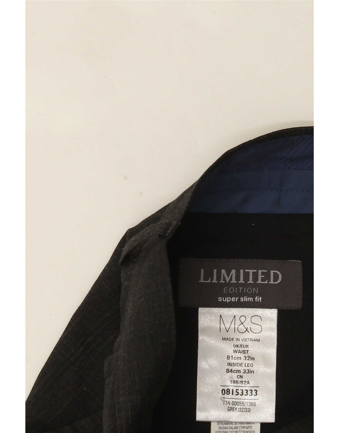 Marks & Spencer Ανδρικό Super Slim Fit Παντελόνι W32 L33 Grey Check