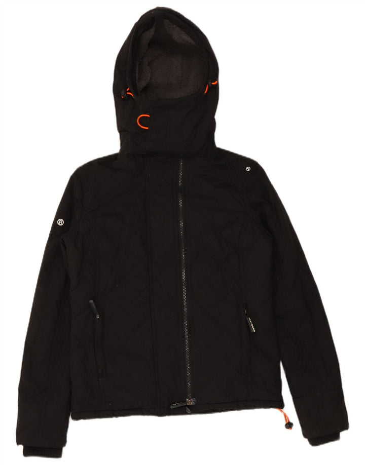 SUPERDRY Γυναικείο Windcheater Hooded Windbreaker Jacket UK 10 Small Black