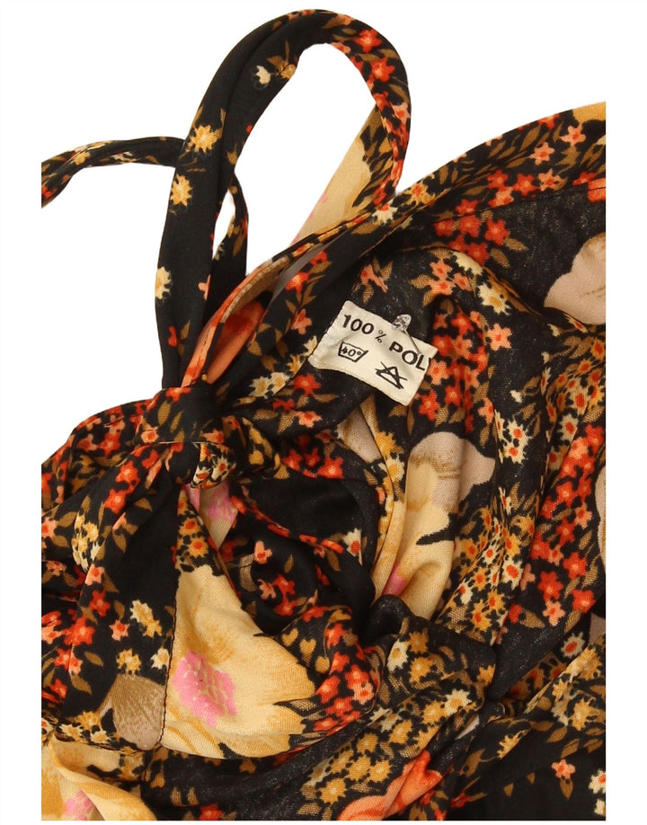 Vintage γυναικεία φούστα σε γραμμή Α W34 Large Black Floral Polyester