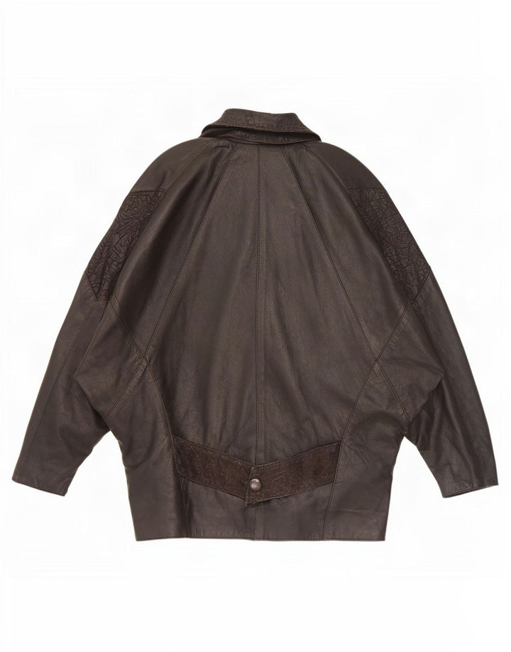 Vintage Γυναικείο Oversized Δερμάτινο Μπουφάν UK 10 Small Black