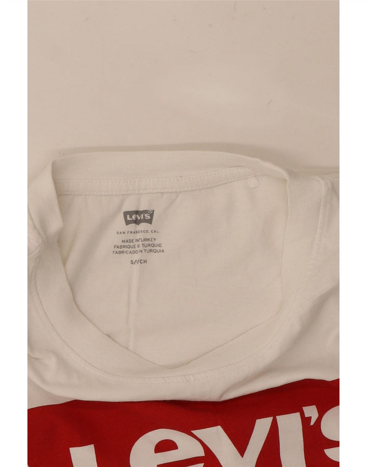 LEVI'S Mens Graphic Vest Top Small White Cotton Vintage Levi's and Second-Hand Levi's from Messina Hembry 