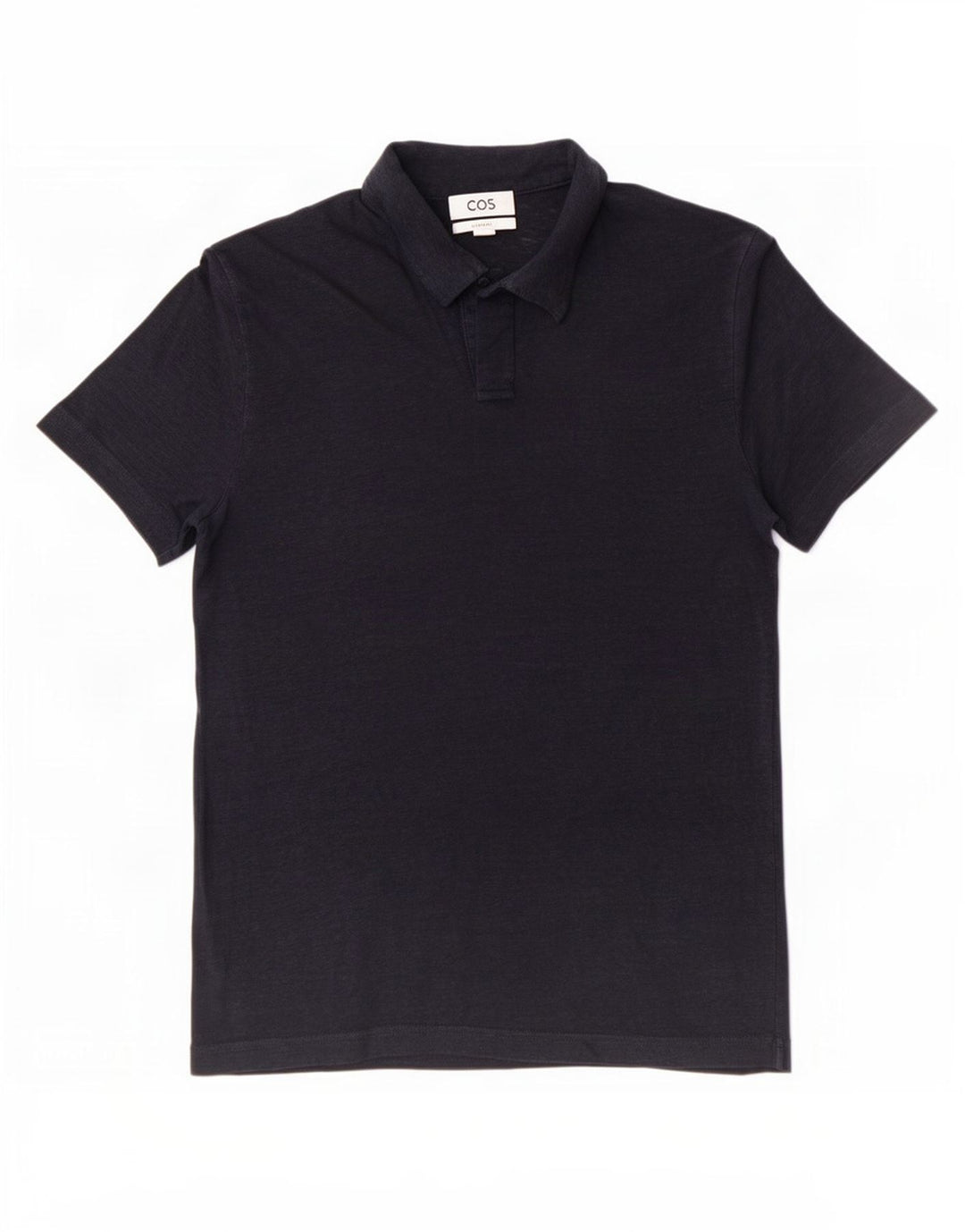 Ανδρικό κανονικό μπλουζάκι πόλο Cos Μικρό Navy Blue λινό