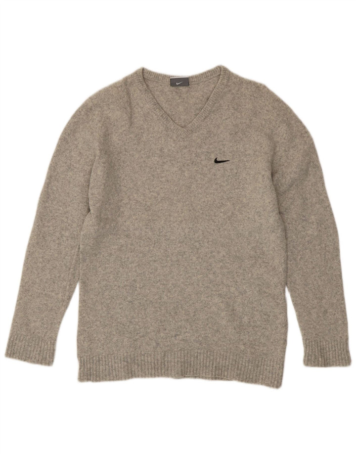 Nike γυναικείο πουλόβερ με λαιμόκοψη με λαιμόκοψη UK 14 Μεγάλο μαλλί με γκρι φλύκταινες