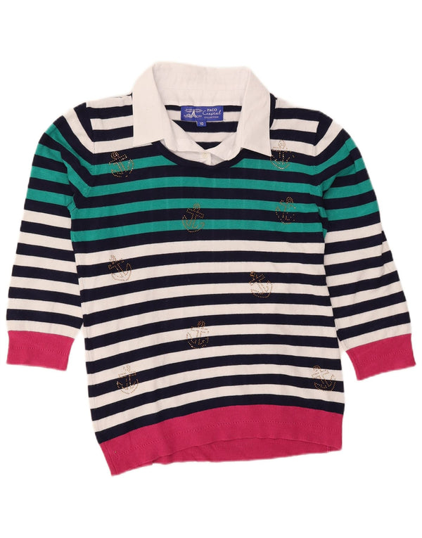 Paco παράκτιο γυναικείο πουλόβερ μεγάλου μεγέθους V-λαιμόκοψη UK 10 Small πολύχρωμο