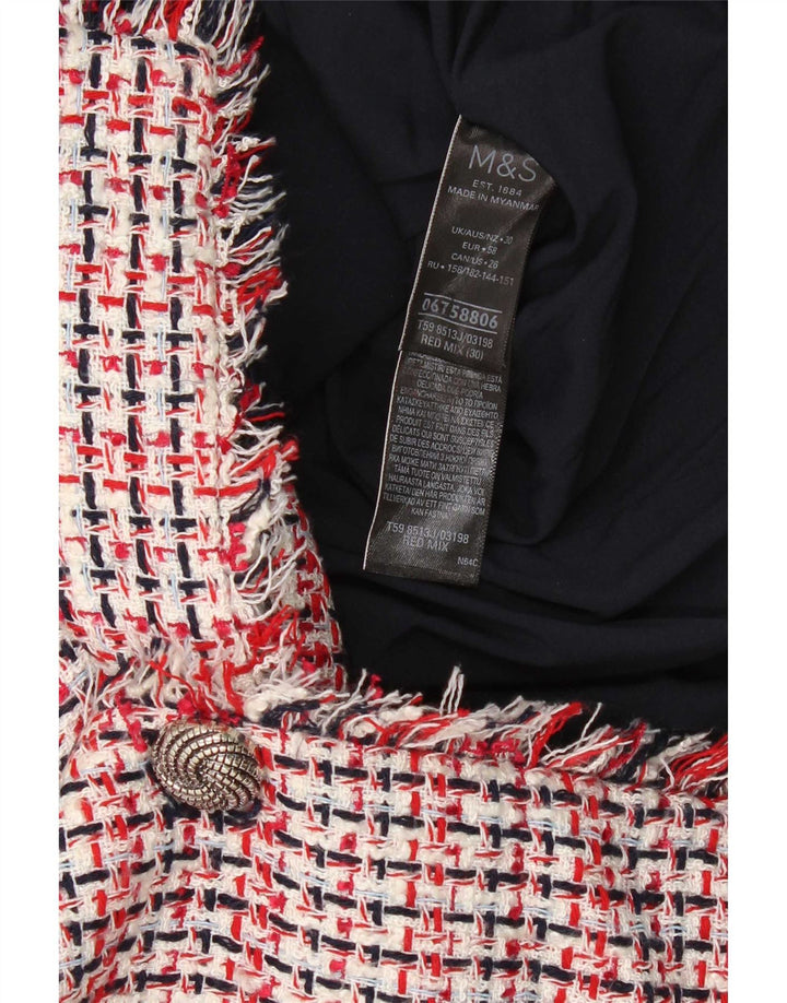 Marks & Spencer Γυναικείο μπουφάν σακάκι με 3 κουμπιά UK 30 6XL Red Check Polyester
