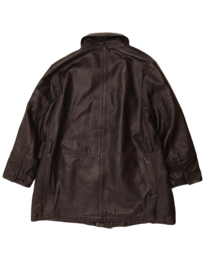 VINTAGE Womens Leather Jacket UK 18 XL Black